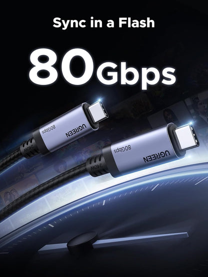 UGREEN USB C to USB C Cable 240W USB4 Gen4 80Gbps Premium 16K Dual 8K Triple 4K Display PD3.1 Type C Fast Charging Compatible with USB C Monitors, MacBook Pro, iPad Pro, iPhone 16 Pro Max, 1M