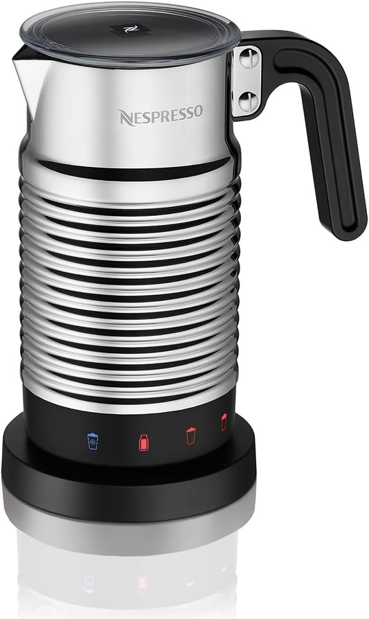 Nespresso Aeroccino 4 Milk Frother - Automatic Hot & Cold Foam Maker for Coffee, Latte, Cappuccino, and Macchiato - Silver