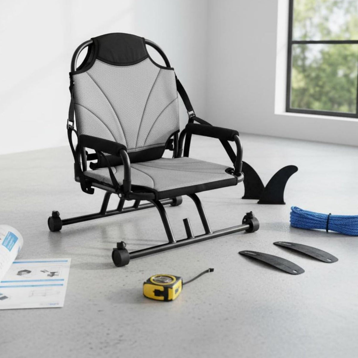 SM SunniMix Rotatable Kayak Seat Featuring Aluminum Construction Paddleboards Swivel Chair With Mesh Armrest Ergonomic Support Wide Base Suitable for Outdoor Boating Fishing Paddling