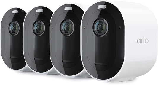 Arlo Pro 5S Spotlight Security Camera 2K HDR | Outdoor | Wire-Free with Spotlight | Dual-Band Wi-Fi Connects to The Strongest Network | 12X Zoom, 2-Way Audio, Color Night Vision, White, 4 Cameras