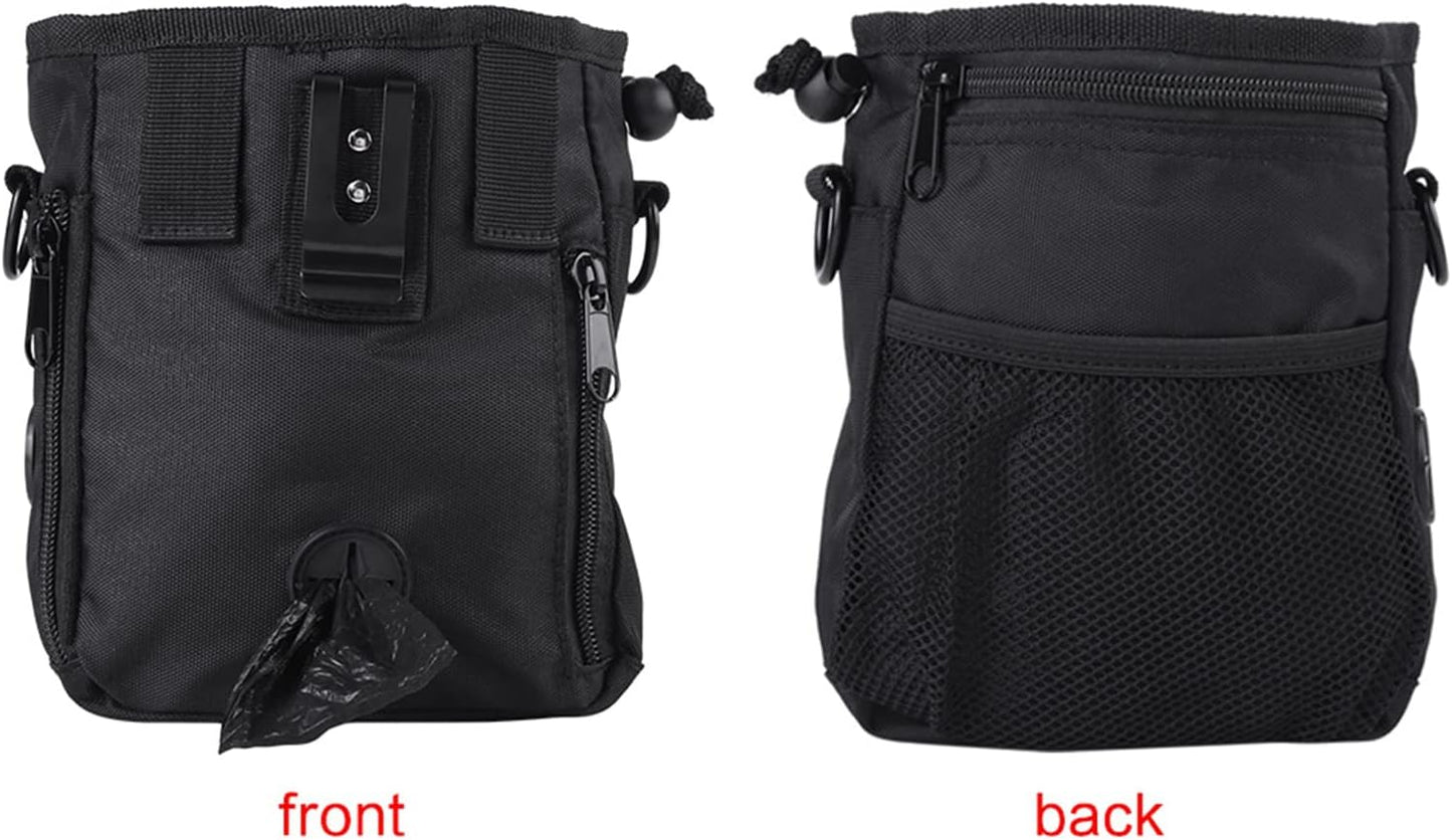 Pet Treat Bag, Dog Obedience Training Waist Pouch Reward Bait Bag Food Snack Small Items, Storage Bags with Shoulder and Strap Built in Poop Dispenser for pet