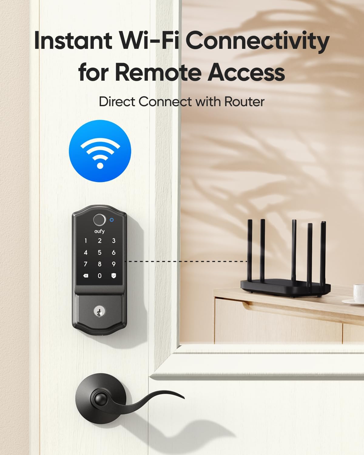 eufy Security Retro-Style Smart Lock C220, Fingerprint Keyless Entry Door Lock, Built-in Wi-Fi, App Remote Control, Front Door Smart Lock Deadbolt, 8Months Battery, Reliable Power, IP53 Waterproof