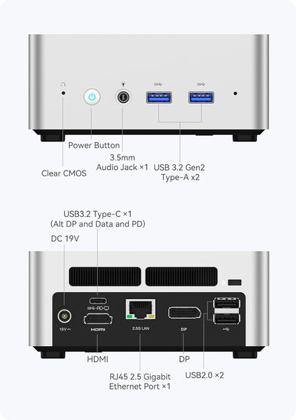 MINISFORUM NAB8 Plus Mini PC, Intel Core i7-12800H (14C/20T, up to 4.8GHz), 32GB DDR4 1TB M.2 SSD, HDMI/DP /USB4,2.5 Inch HDD/SSD Slot,USB-A x 4,2x2.5G LAN/Wi-Fi6E / BT5.3,Oculink Support