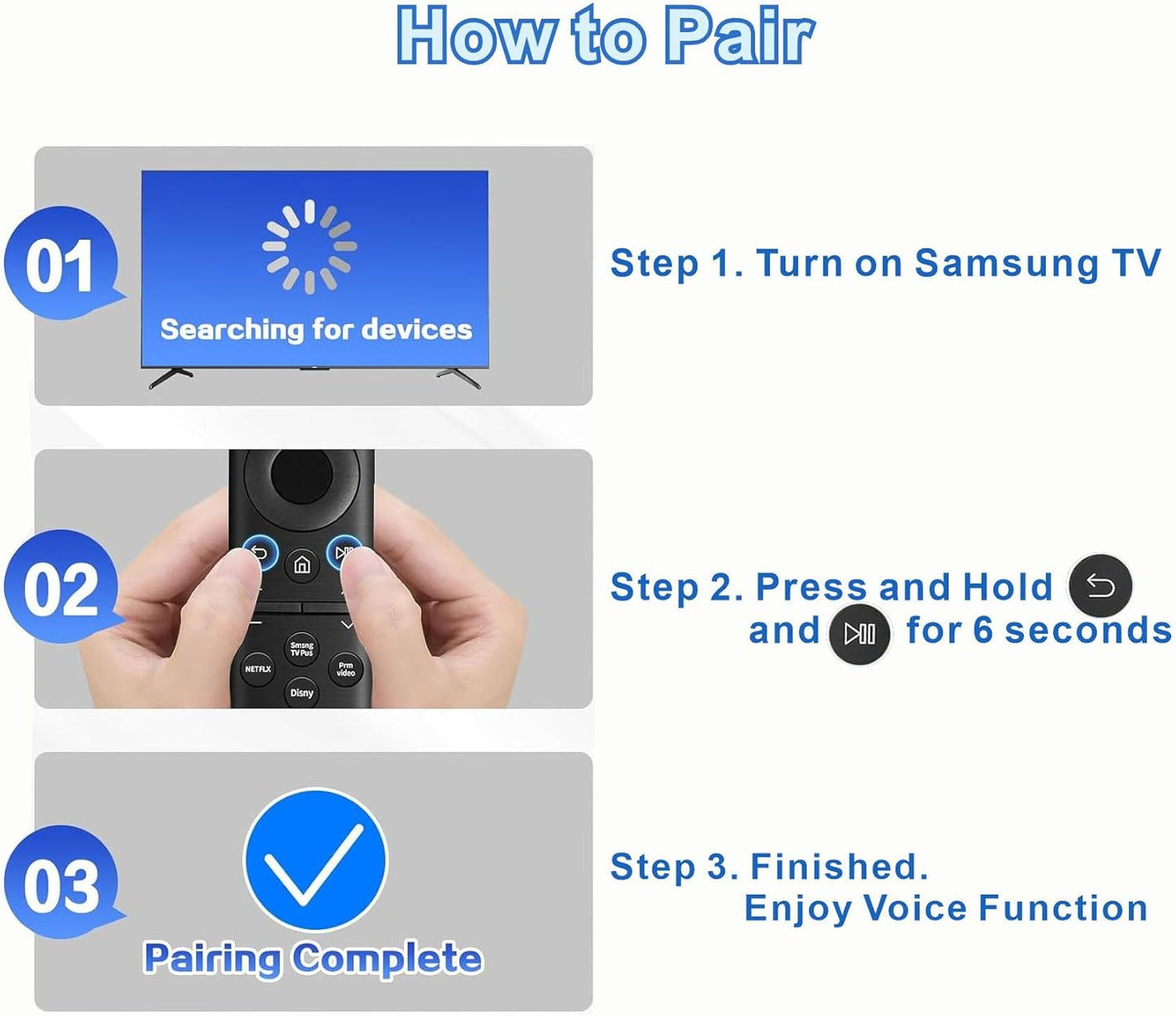 Replacement Smart Remote for Samsung TVs (Models from 2018-2025): Features Solar - Powered and USB - C Charging. for Samsung Neo, OLED, QLED, Crystal UHD, Frame TV, Terrace, Sero, and Serif Series