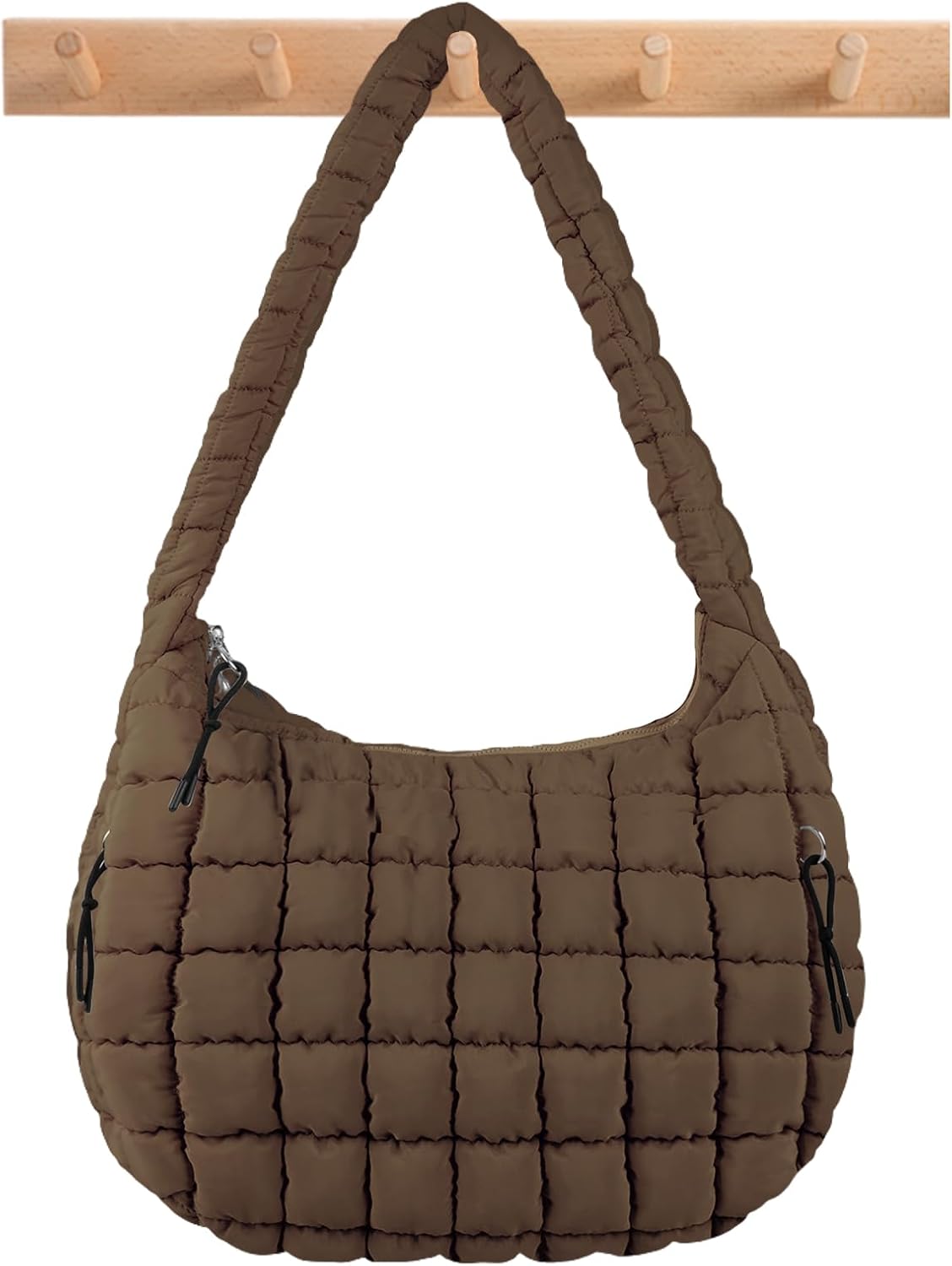 Quilted Puffer Tote Bag Large Crossbody Shoulder Bag with Zipper, Nylon Hobo Oversized Handbag