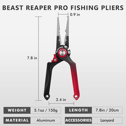TRUSCEND Lockable Handy Fishing Pliers with Innovative Ergonomic Handle, Saltwater Corrosion Resistant Teflon Coated Fishing Tool, Multi-Function Fishing Gear with Mo-V Cutter, Amazing Fishing Gift
