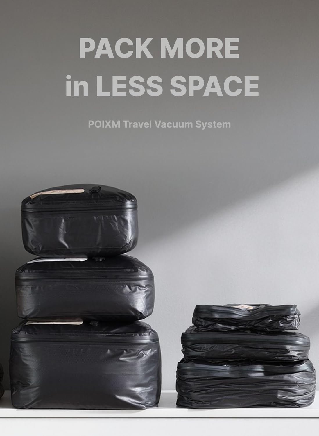 Vacuum Bags for Travel with Wireless Pump, 180° Open Zipper, IP67 Waterproof, Reusable Space Saver Compression Bags for Backpack, Suitcase, Home Storage(2 Pack + Pump)