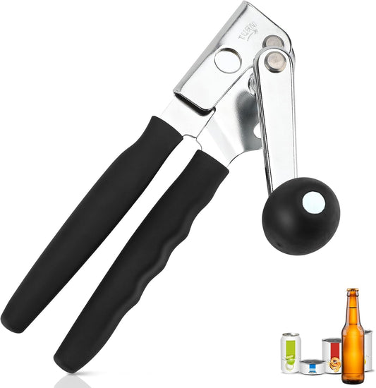 Gugxiom Easy Crank Can Opener, Stainless Steel Manual Can Opener Heavy Duty, Safety Commercial Can Opener with Handle, Kitchen Gadget, Elderly Friendly