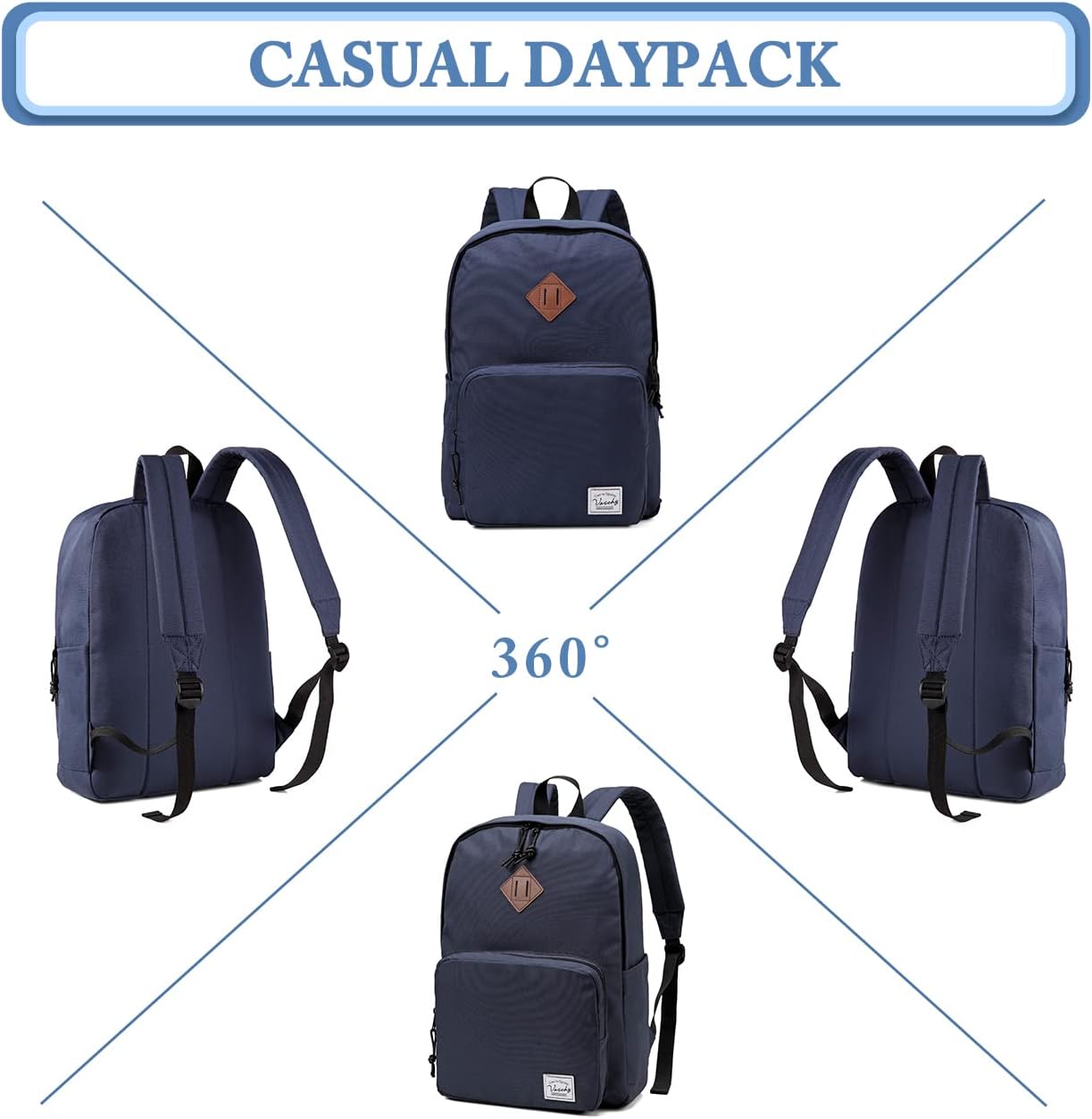 VASCHY Lightweight School Backpack for Women with Sleeve for 14" Laptop