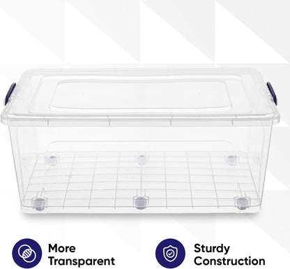 Superio Storage Bins with Lids- 3 Pack, 1.85 Qt Clear Boxes for Organizing, Stackable Plastic Containers- BPA Free, Non-Toxic, Odor Free, Organizer for Home, Office, Dorm