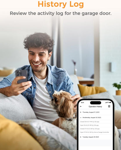 Refoss Smart Wi-Fi Garage Door Opener, APP Control, Compatible with Alexa, Google Assistant, 𝗡𝗼 𝗛𝘂𝗯 Needed