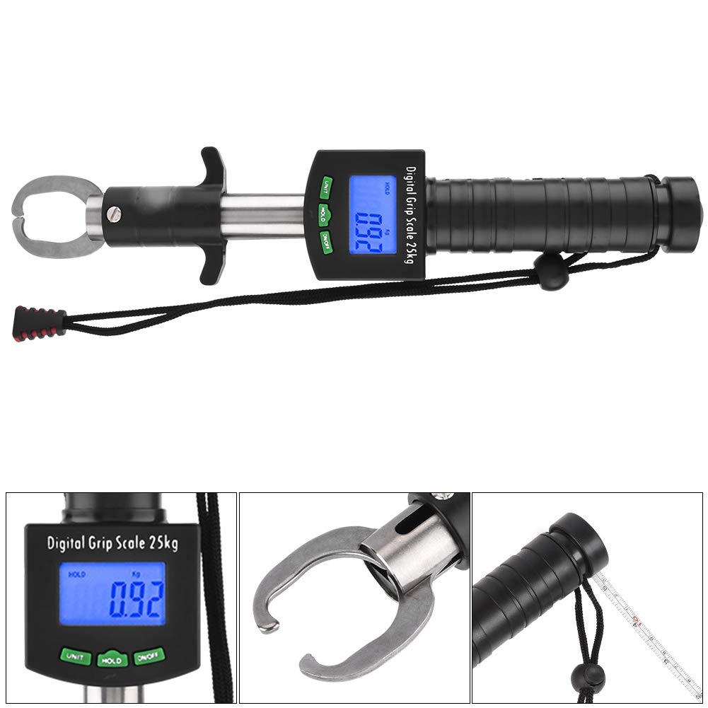 Fish Lip Grip with LED Display Multi-Function Digital Fish Grip Scale 25 Kg 55LB Electronic Control Grabber