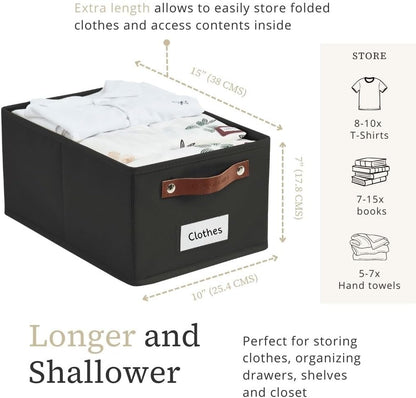 DECOMOMO Cube Storage Bin, Storage Cubes with Labels, Baskets for Shelves Kallax Linen Closet Organizers (Cube 10.5x11"/ 6pcs, Black)