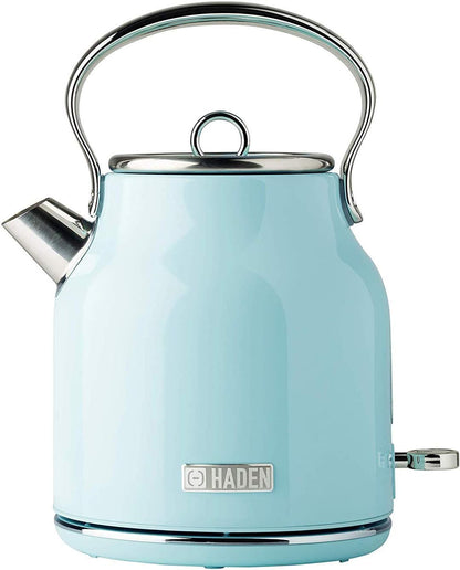 Haden 75041 Heritage 1.7 Liter (7 Cup) Stainless Steel Electric Kettle with Auto Shut-Off and Boil Dry Protection, Black/Copper