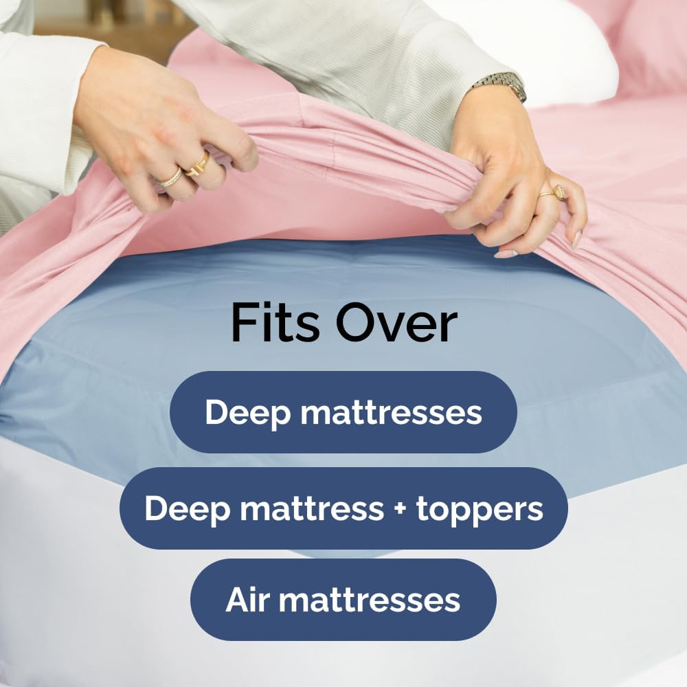 Extra Deep Queen Sheet Set - 6 Piece Breathable & Cooling Sheets - Hotel Luxury Bed Sheets Set - Easy & Secure Fit - Soft, Wrinkle Free & Comfy Sheets Set - White Sheet Set w/Extra Deep Pockets