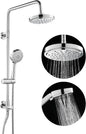 ROVOGO Retrofit Shower System with 7" RainShower, 5-Setting Handheld, 22" Slide Bar with 3-Way Rotary Diverter, Exposed Pipe Shower Column Kit 304 Stainless Steel, Chrome (NOT Include Mixer Valve)