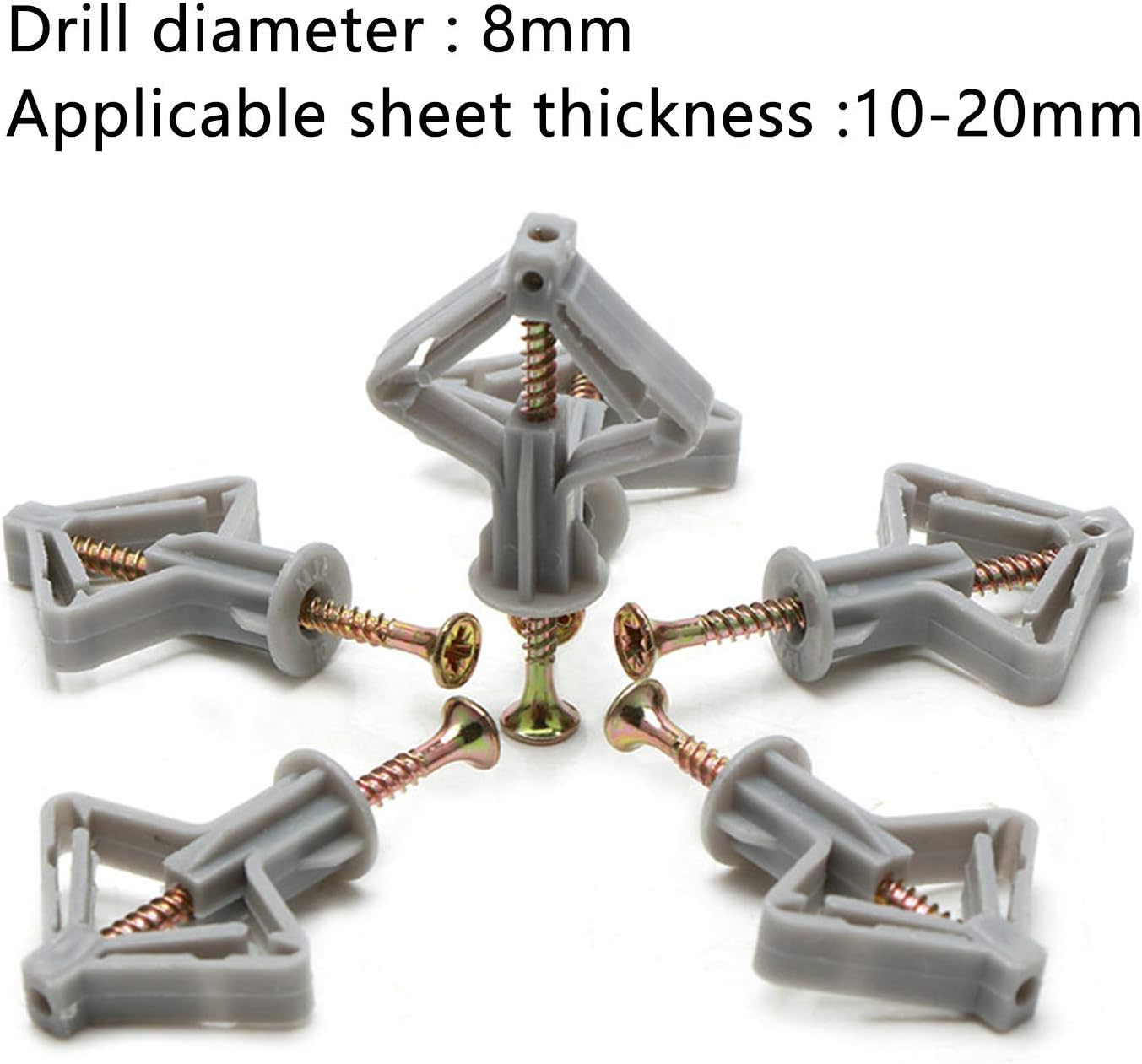Drywall Anchor kit - Hollow Wall Anchors with Screws ，self-Drilling Hollow Wall Anchor, for Drywall，Nylon - Plastic - Buildex,60pcs (Anchor 30pcs+screw 30pcs)