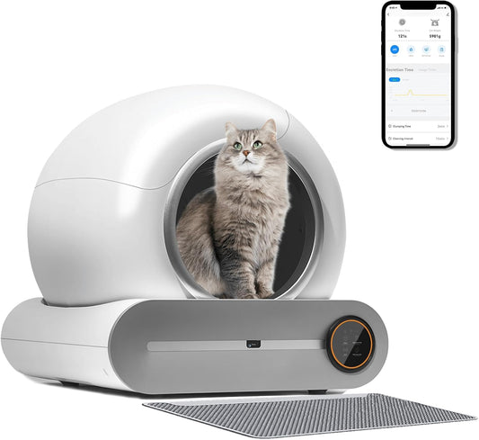 Upgraded Self-Cleaning Cat Litter Box - Automatic Smart for Multiple Cats, Never Scoop Again, Safety Protection, APP Control, Odorless, Health Check