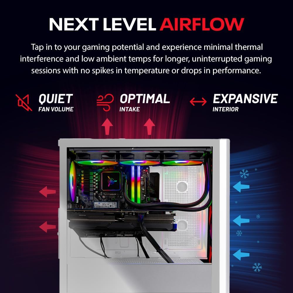 Skytech Nebula Gaming PC Desktop, Intel i5 14400F 2.5 GHz (4.7GHz Turbo), NVIDIA RTX 5060 8GB, 1TB NVMe SSD, 16GB DDR5 RAM 6000, 650W Gold PSU, Wi-Fi, Win 11