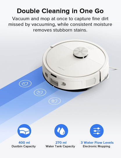 roborock Q7 L5 Robot Vacuum and Mop Combo, 8,000Pa Suction, Upgraded from Q5 Pro, Dual Anti-Tangle System, LiDAR Navigation, No-Go Zones, Self-Charging Robotic Vacuum Cleaner, White