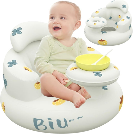 Inflatable Baby Seat for Baby 3-36 Months, Waterproof Inflatable Baby Chair with Tray, Blow up Baby Chair with Air Pumps, Baby Sitting Support for Sitting Up, Baby Shower