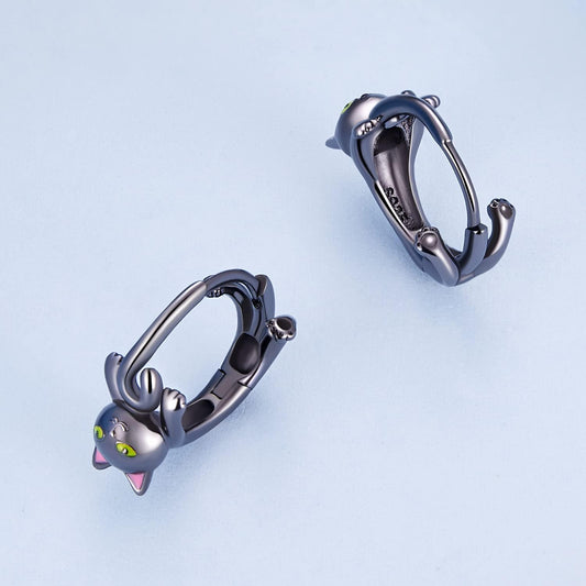 Sterling Silver Earrings VOROCO Cubic Zirconia White Gold Plated Colorful Huggie Small Hoop Earrings, Cute Butterfly Cat Hypoallergenic Earring For Women Jewelry Gifts - PuriLite