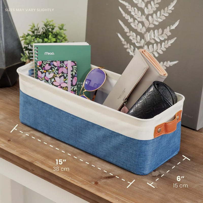 OrganiHaus Large Fabric Storage Baskets for Shelves 3 Pack, 15x11in Closet Storage Bins for Shelves, Cloth Baskets, Fabric Storage Cubes, Linen Closet Organizers, Fabric Basket, White Basket