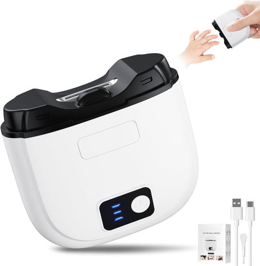 Larimuer Electric Nail Clipper - Automatic Nail Trimmer with 3 Speed Modes, LCD Display, Nail Scraps Storage & USB Rechargeable Safety Fingernail Trimmer for Babies, Kids, Adults, and Seniors - PuriLite