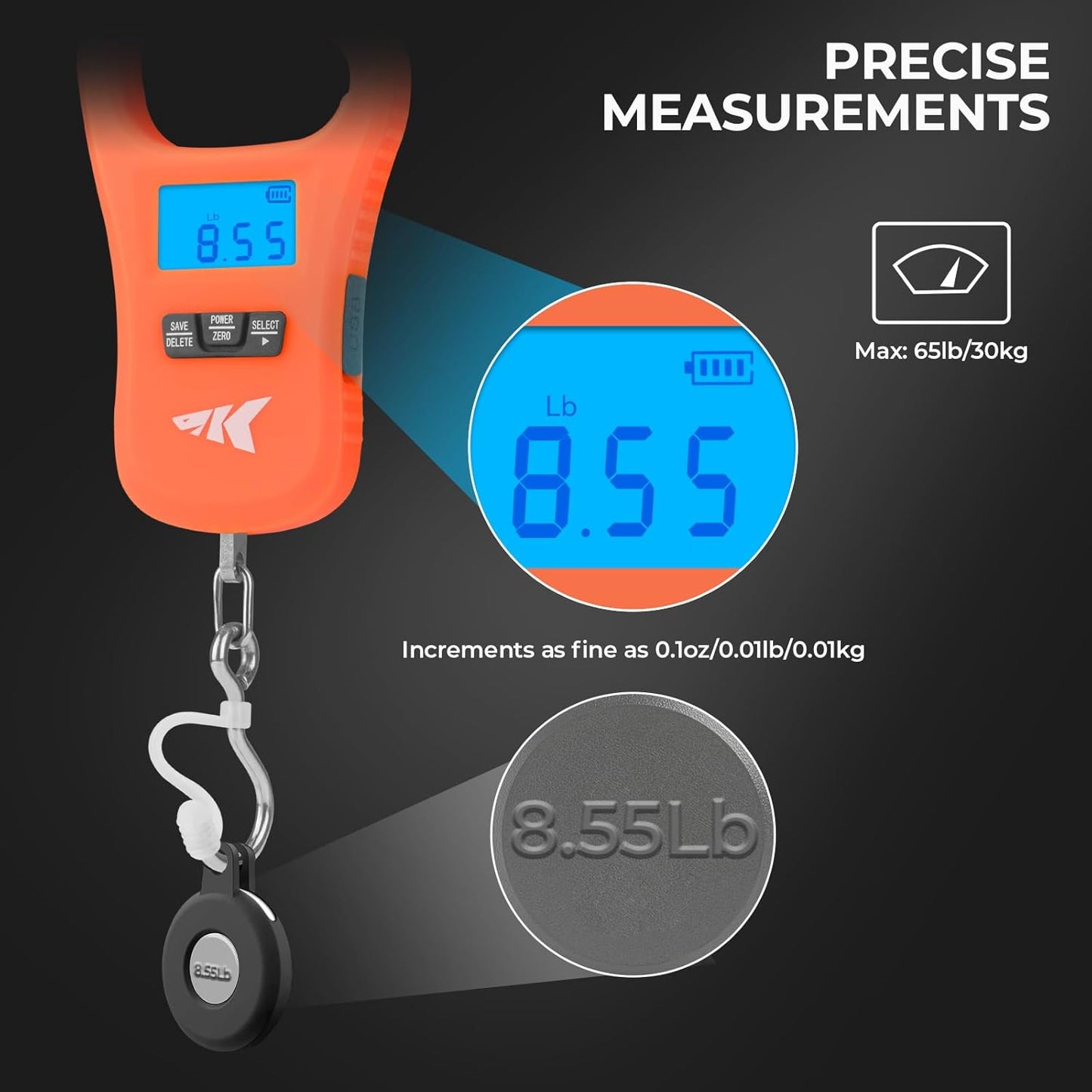 KastKing Fish Scale, LCD Display USB Charging Fishing Scale, Fishing Gifts for Men, Orange