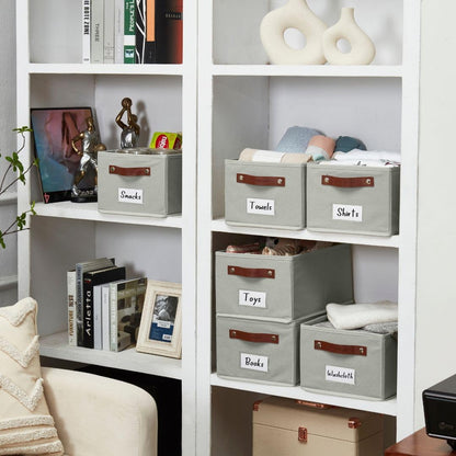 DECOMOMO Cube Storage Bin, Storage Cubes with Labels, Baskets for Shelves Kallax Linen Closet Organizers (Cube 10.5x11"/ 6pcs, Black)