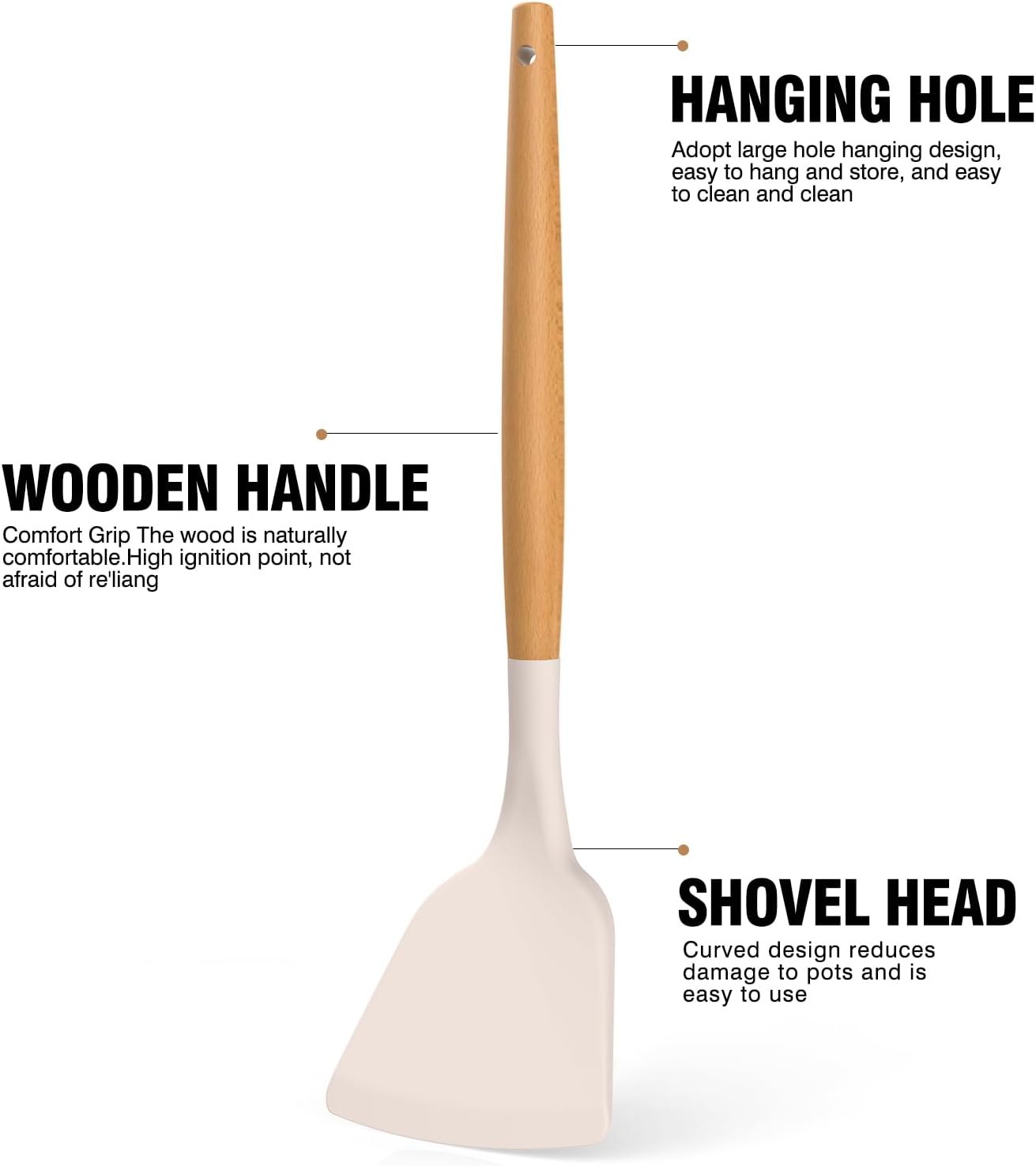 Silicone Cooking Utensils Set - Silicone Kitchen Utensils for Cooking Wooden Handles, 446°F Heat Resistant Kitchen Utensil Spatula Sets w Holder, Gadgets for Non-Stick Cookware BPA Free (Black)