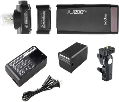 Godox AD200 Pro II 2.4G Pocket Flash Strobe,500 Full Power Flashes,0.01-1.8s Recycling,2900mAh Battery for Canon Sony Nikon Fuji Fujifilm Olympus Panasonic Pentax Etc Cameras(Godox AD200 Pro Upgraded)