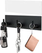 VIS'V Key Holder Wall Mount, Small Metal Self Adhesive Key Hanger with 3 Hooks, No Drilling, Extra Adhesive Strip, Black
