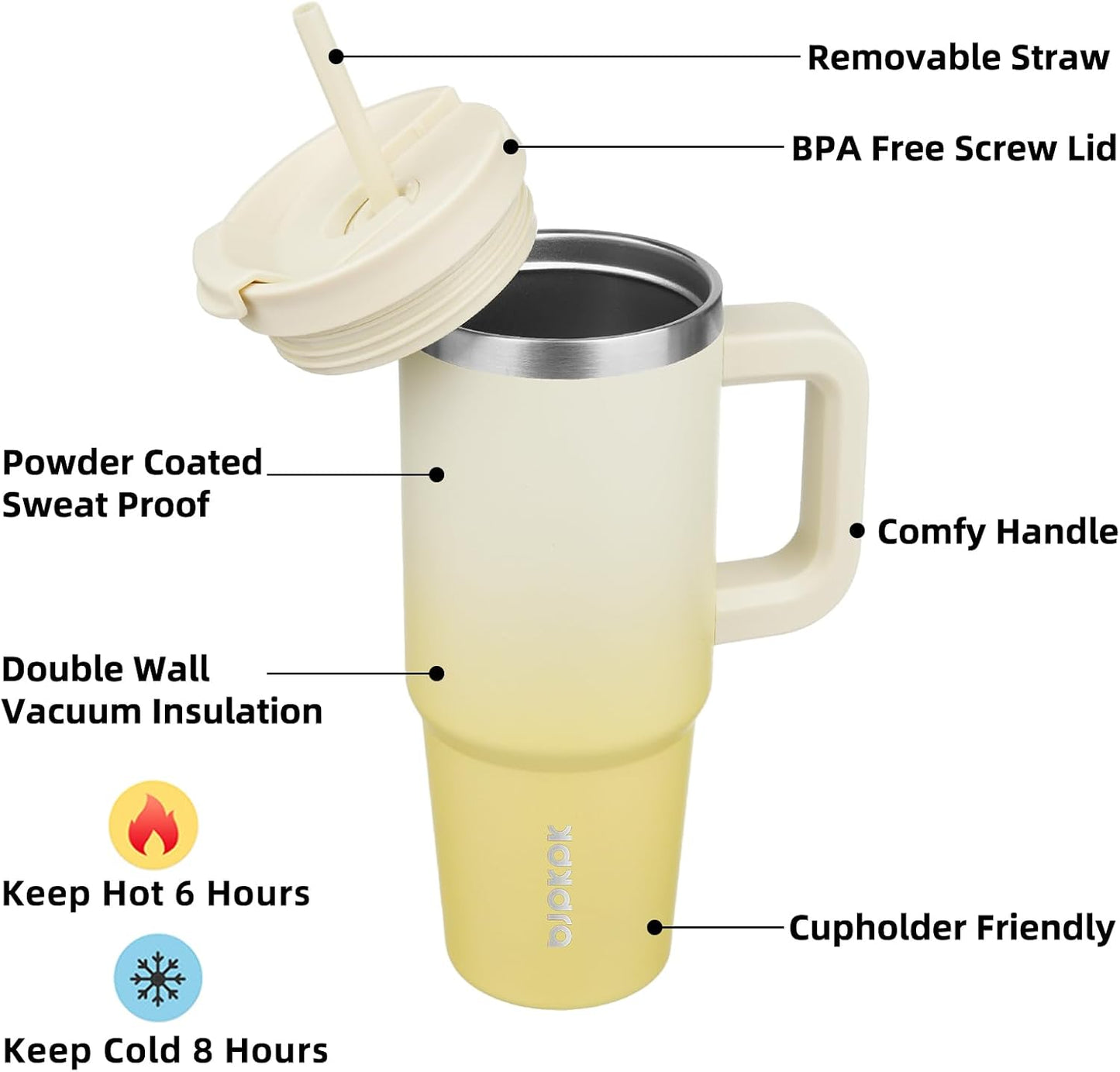BJPKPK Tumbler with Handle and Straw 30oz Insulated Tumbler Cups with Lid Stainless Steel Travel Coffee Mug,Indigo Black
