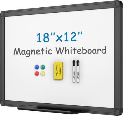 VIZ-PRO Tableau blanc magnétique effaçable à sec, 91,4 x 61 cm, cadre en aluminium noir