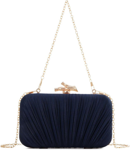 Clutch Purses for Women Evening Bag Pleated Clutch Bag with Chain Party Purses Handbag for Cocktail/Prom/Party/Wedding/Formal