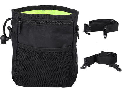 Pet Treat Bag, Dog Obedience Training Waist Pouch Reward Bait Bag Food Snack Small Items, Storage Bags with Shoulder and Strap Built in Poop Dispenser for pet