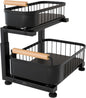 Premium Large Under Sink Organizer, 2-Tier Pull Out, Adjustable Heavy-duty carbon steel, 7 adjustable heights, smooth ball-bearing baskets for kitchen and bathroom cabinets