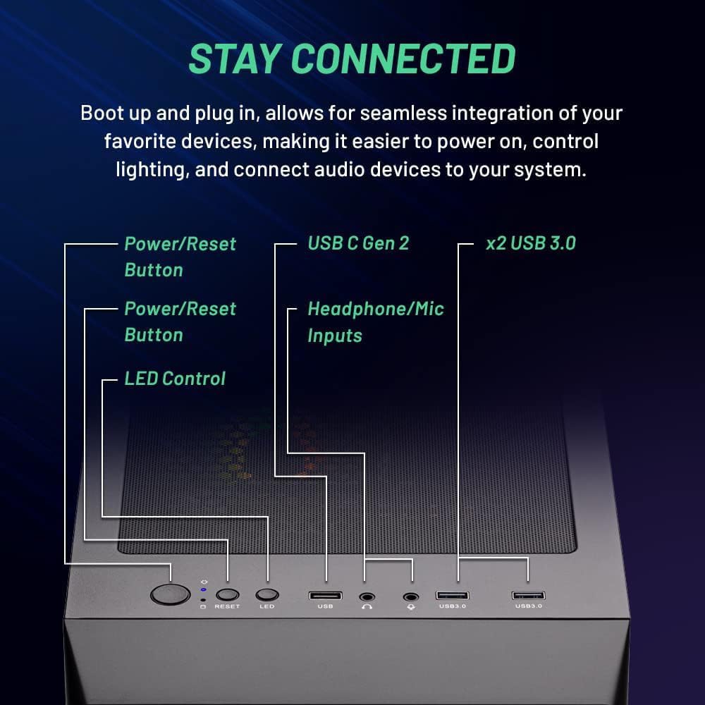 Skytech Nebula Gaming PC Desktop, Intel i5 14400F 2.5 GHz (4.7GHz Turbo), NVIDIA RTX 5060 8GB, 1TB NVMe SSD, 16GB DDR5 RAM 6000, 650W Gold PSU, Wi-Fi, Win 11