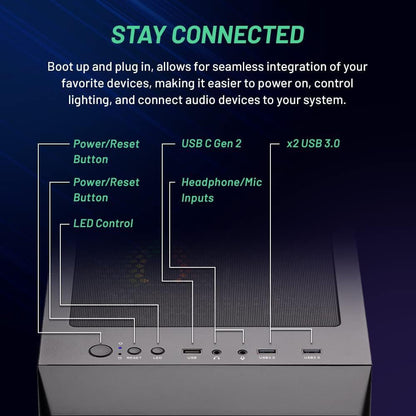 Skytech Nebula Gaming PC Desktop, Intel i5 14400F 2.5 GHz (4.7GHz Turbo), NVIDIA RTX 5060 8GB, 1TB NVMe SSD, 16GB DDR5 RAM 6000, 650W Gold PSU, Wi-Fi, Win 11