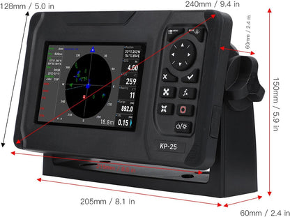 Xiuganpo Chart Plotter Marine, IP66 Waterproof Marine Plotter Marine Navigator with 5in Color TFT LCD Screen, Accurate Fish Finders Depth Finders for Boats, Safety Alarm System, Xiuganpou2qnid569t