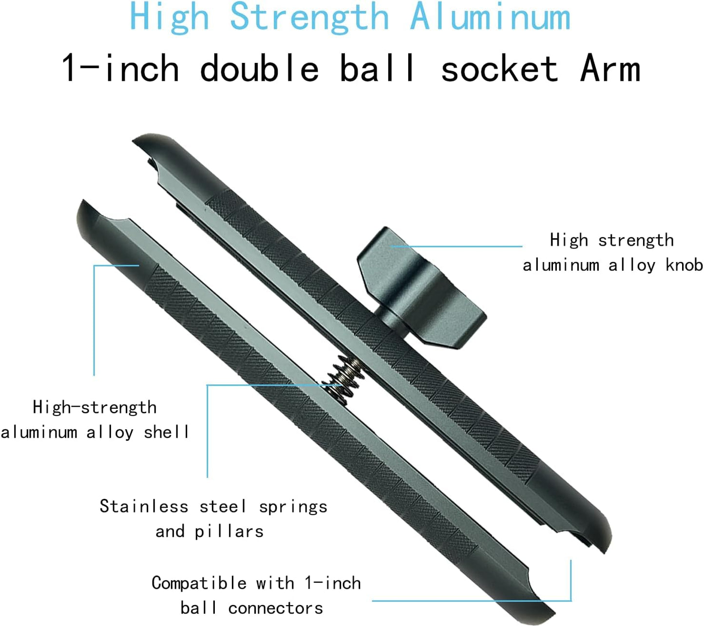 YIMINGYINUO Double Socket Arm Compatible with RAM Mounts B Size 1" Ball Components for Bike/Motorcycle/ATV Phone Mount, Emeralds (Short Arm)