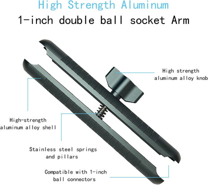YIMINGYINUO Double Socket Arm Compatible with RAM Mounts B Size 1" Ball Components for Bike/Motorcycle/ATV Phone Mount, Emeralds (Short Arm)