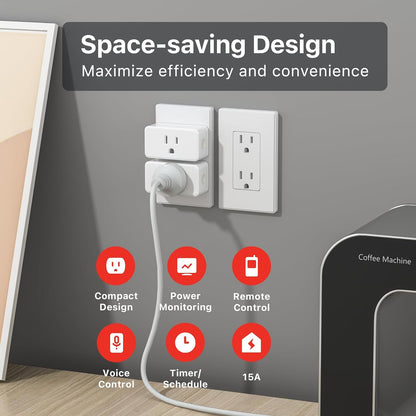 THIRDREALITY Smart Plug Gen3 4 Pack,Precise Real-time Power Meter,15A Outlet, Enhanced Zigbee Repeater,ETL Certified,ZigBee Hub Needed,Work with Home Assistant,Compatible Echo Devices and SmartThings