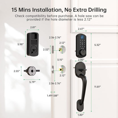 Hornbill Smart WiFi Front Door Lock: Keyless Entry Fingerprint Deadbolt - Alexa Bluetooth Electronic Keypad Door Locks for House Apartment Auto Lock Smart Life APP Remote Control - Black