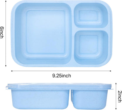4 Pack Bento Box Lunch Boxes, BPA-Free Reusable Snack Box Containers for Kids Adults, 3 Compartment Meal Prep Containers with Lids, Stackable for School, Work, and Travel (Multicolor-3Compartments)