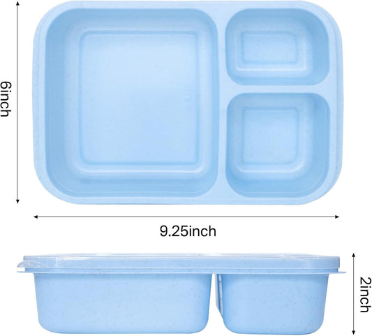 4 Pack Bento Box Lunch Boxes, BPA-Free Reusable Snack Box Containers for Kids Adults, 3 Compartment Meal Prep Containers with Lids, Stackable for School, Work, and Travel (Multicolor-3Compartments) - PuriLite