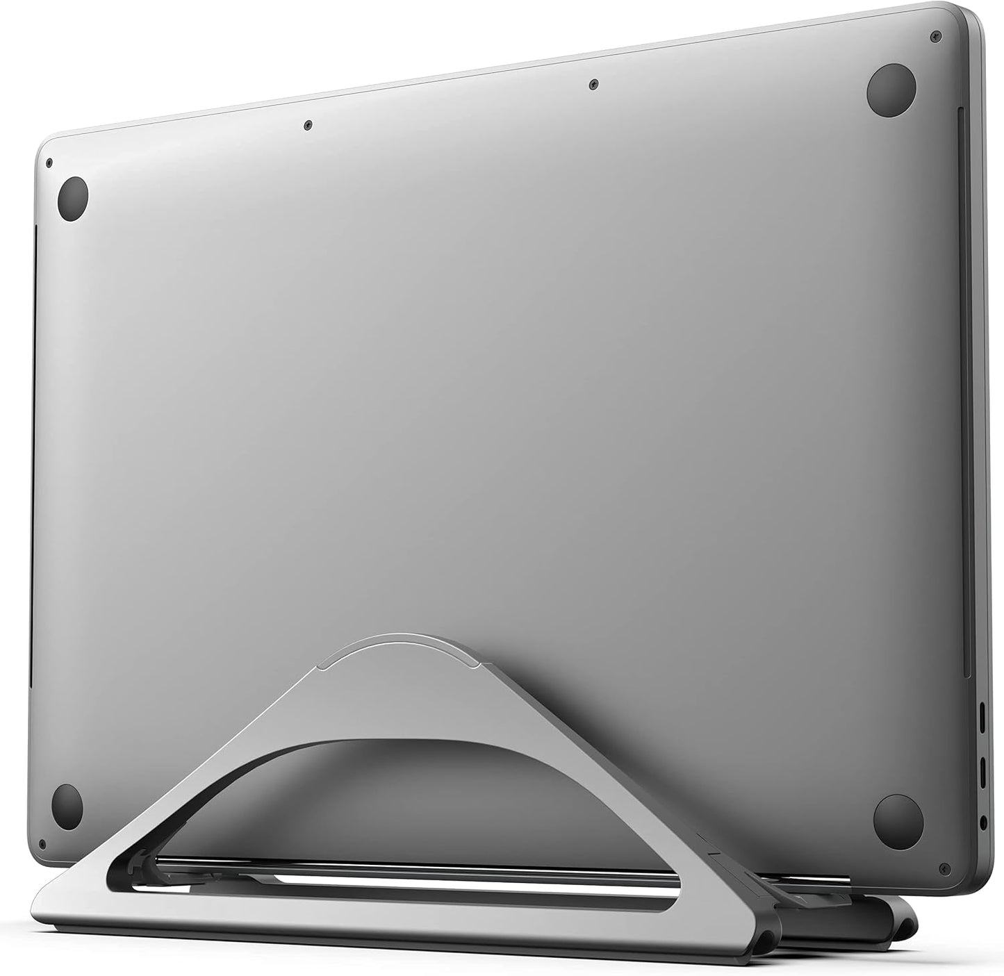 HumanCentric Vertical Laptop Stand for Desk – Automatic Adjustable Upright Laptop Dock, Space Gray Aluminum Holder