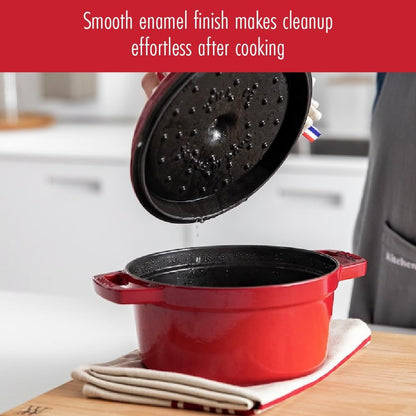 STAUB La Cocotte 7-Quart Cast Iron Round Cocotte, 6.75 L, Made in France, Cherry