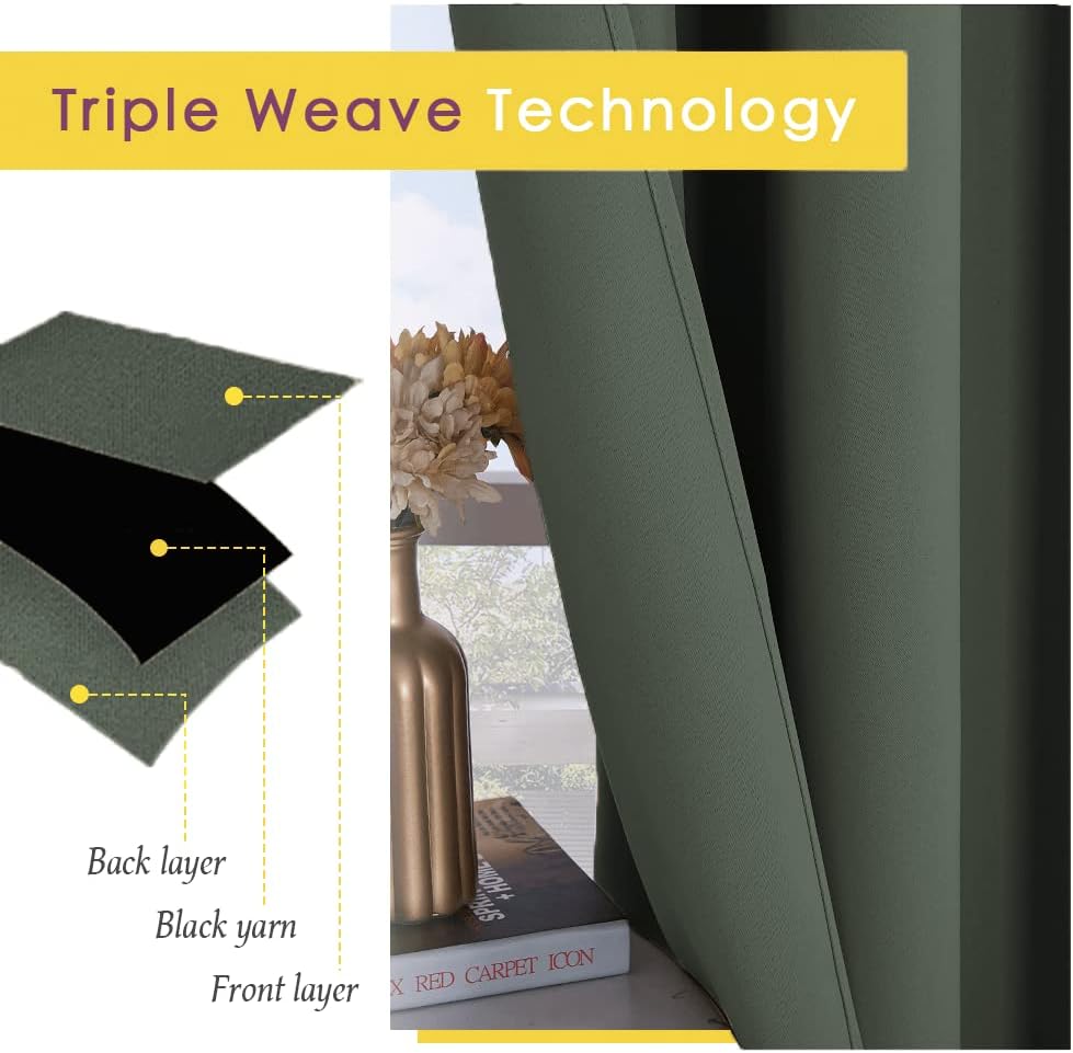 NICETOWN Blackout Curtains 2 Panels for Bedroom- Thermal Insulated Grommet Blackout Curtains 63 Inches Long for Living Room/Kitchen Rideaux occultants (2 Panels, W42 x L63 -Inch,Grey)